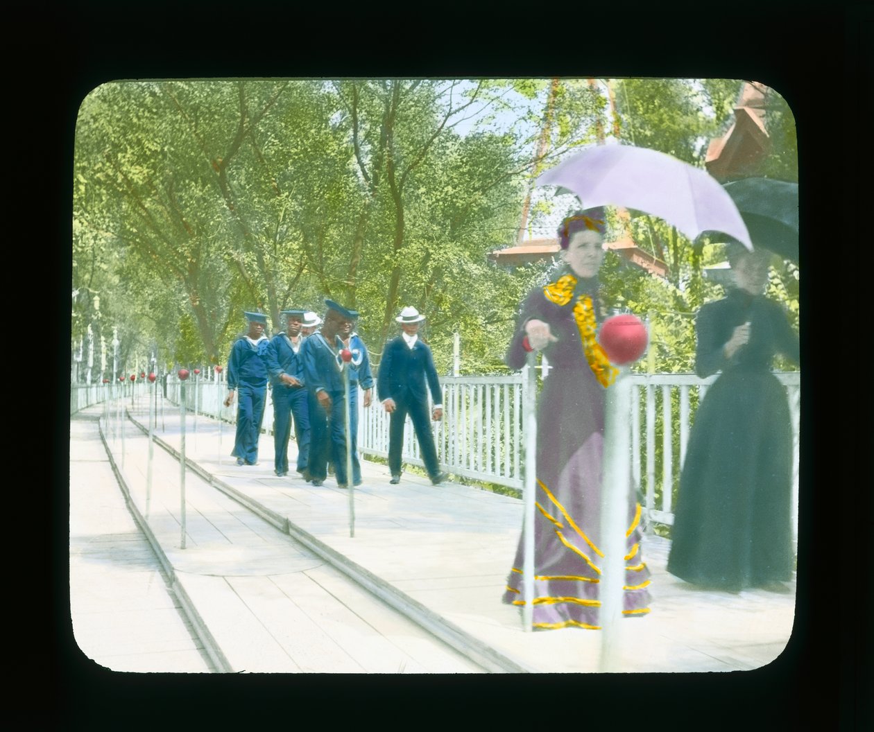 パリ万博：動く歩道、パリ、フランス、1900年（ランタンスライド）